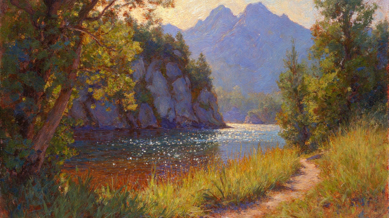 Finished landscape with detailed foreground and glazed background for depth.