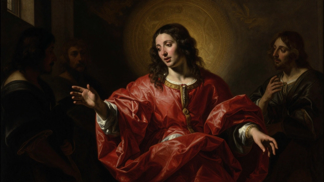 Dramatically lit figure in shadowed room with high contrast lighting