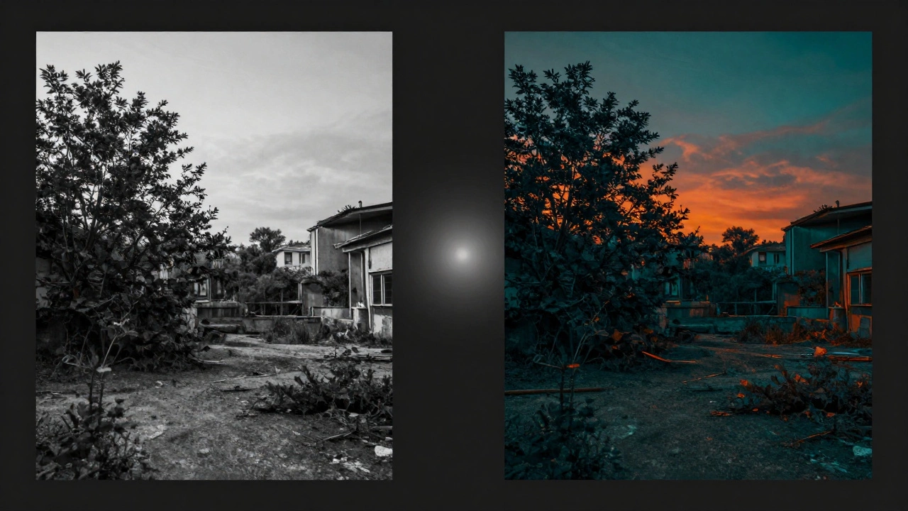 Comparison of a raw photo and its artistically processed fine art version