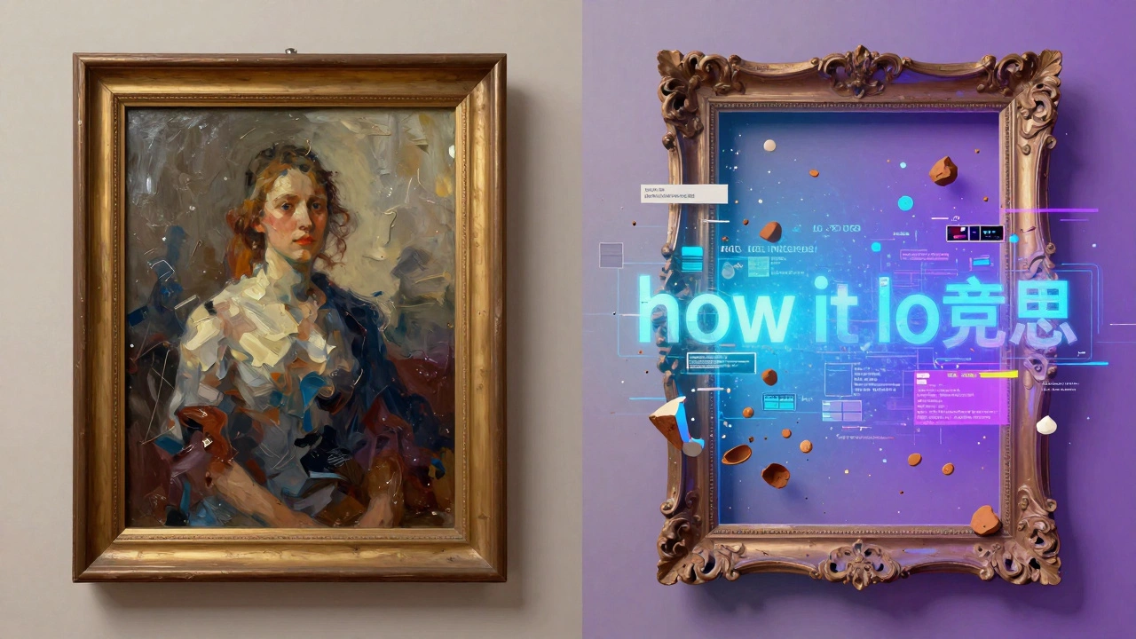 Abstract visualization of the shift from traditional to conceptual art
