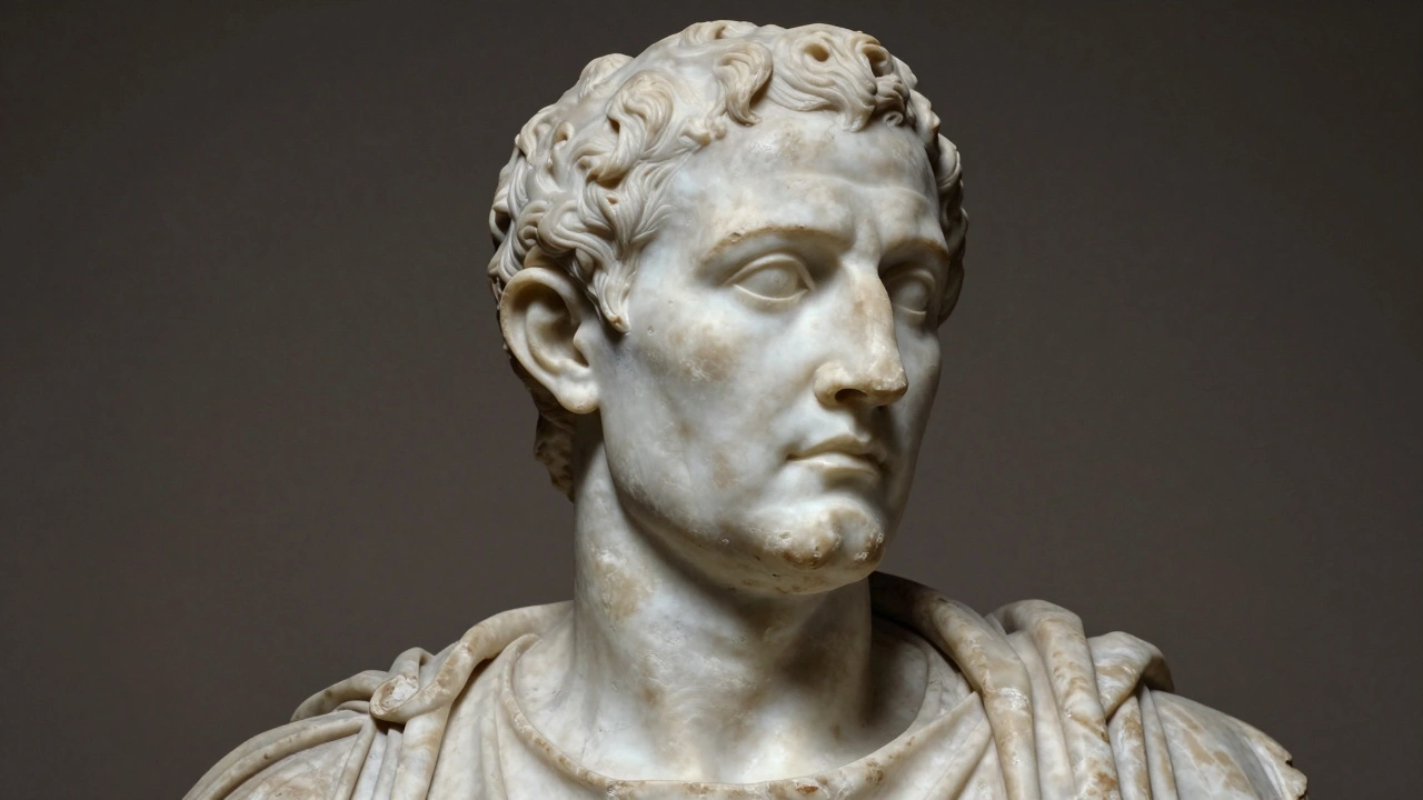 Ancient Roman veristic marble bust with wrinkled face