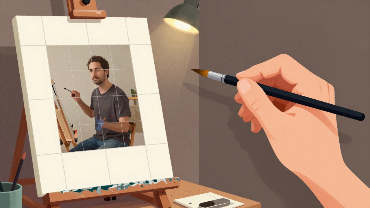 Illustration comparing photorealism grid method to hyperrealism
