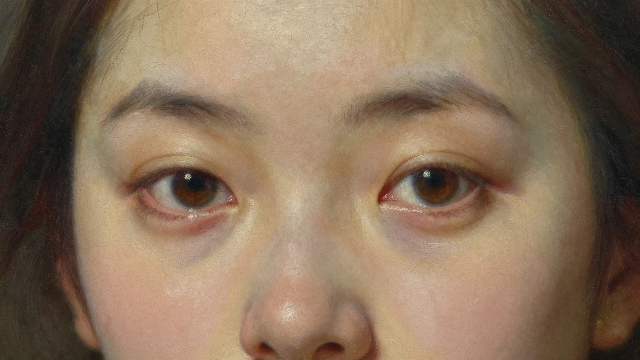 Close-up of realistic portrait eyes with controlled edges and unified background