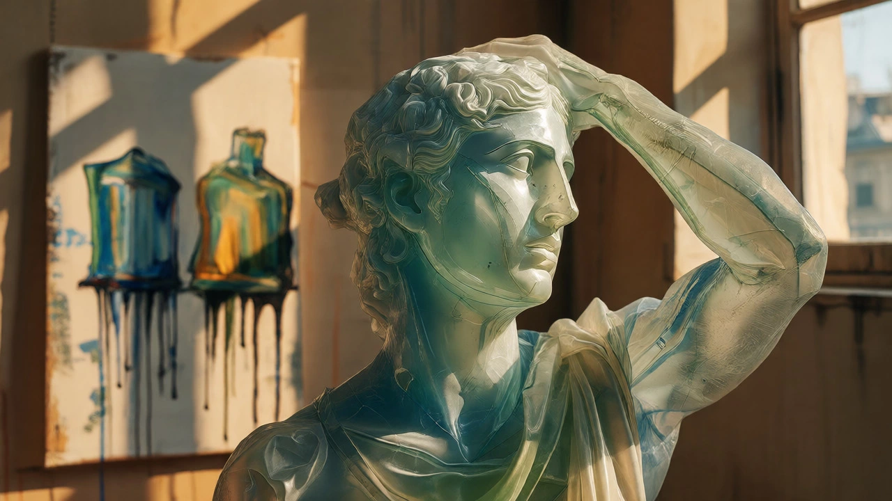 Surreal plastic sculpture with visible hand-made textures